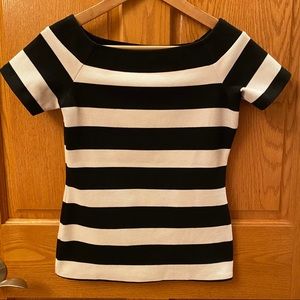 Ann Taylor Wideneck Black & White Striped Top XXSP